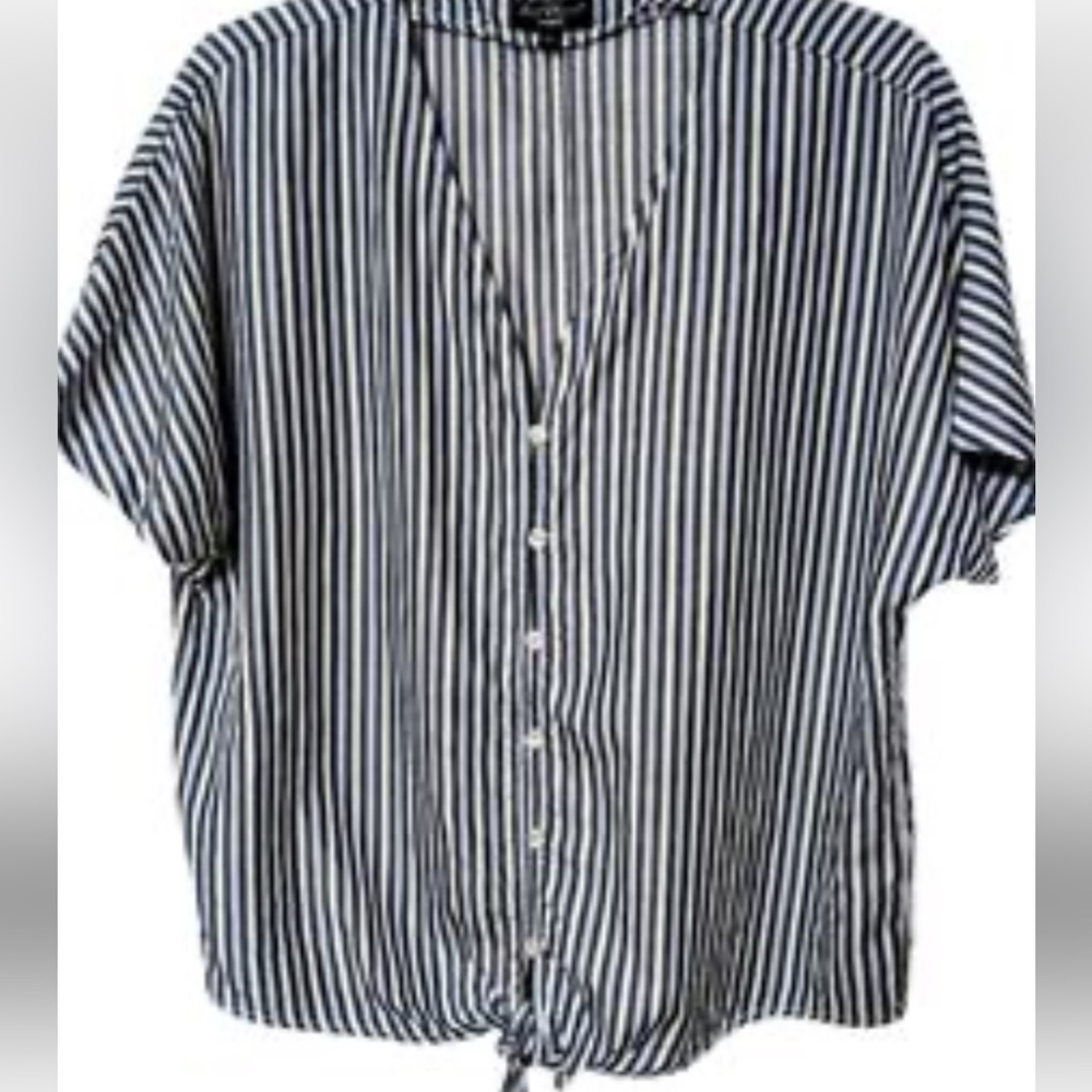 Velvet Heart Black and White Striped Button Down Shirt